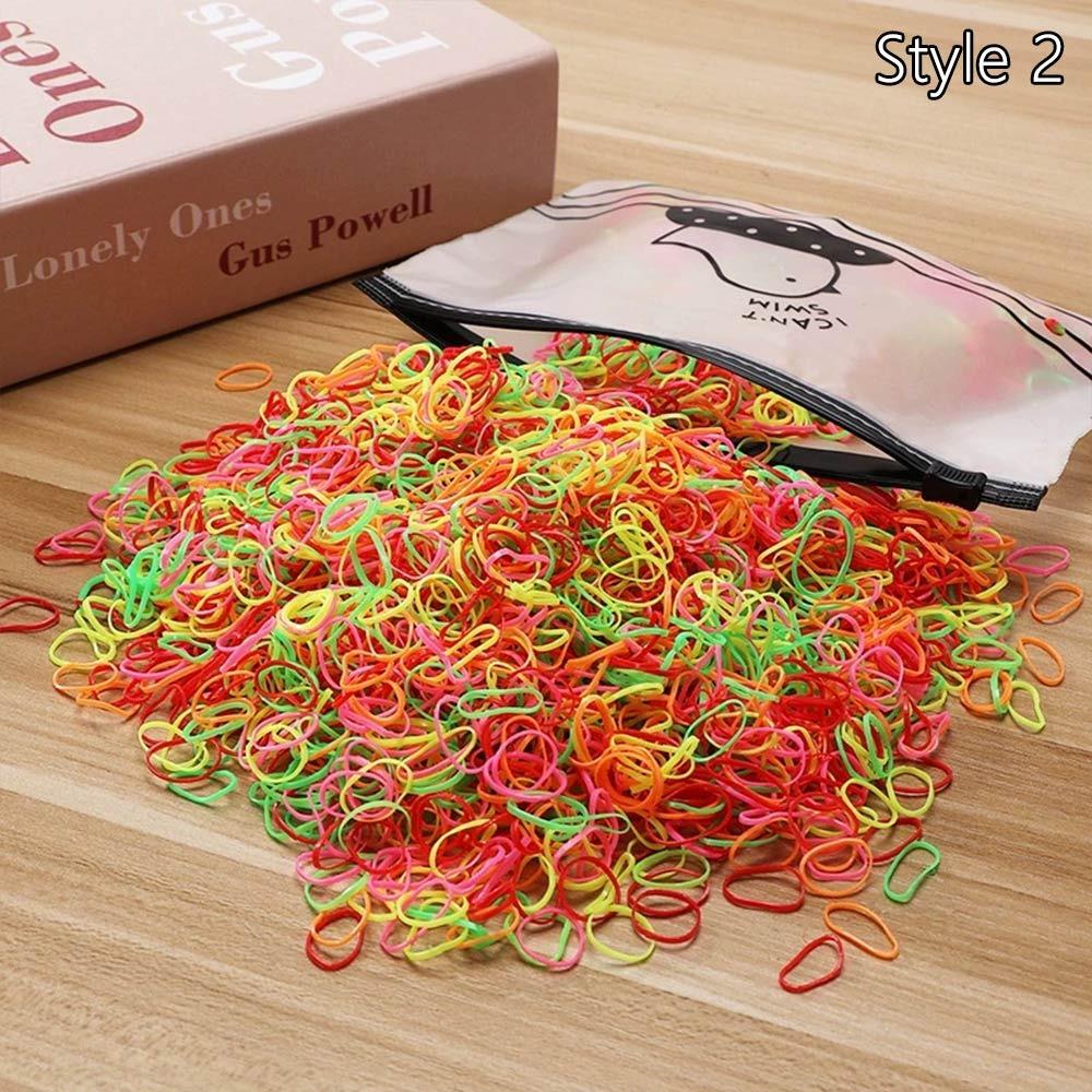 1000pcs Children Ponytail Holder Bands Girls Colourful Disposable Rubber Band Hair Ties Headband Kids Hair Accessories