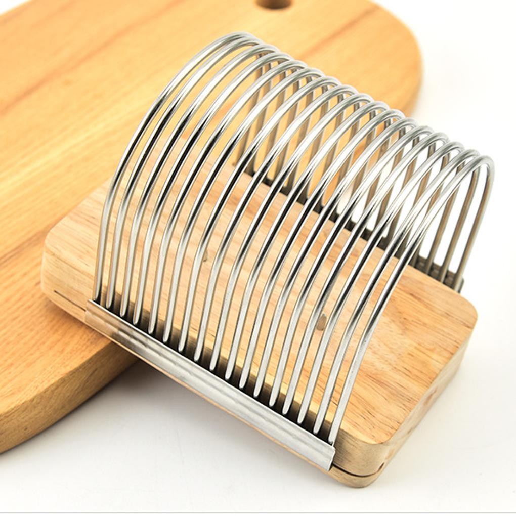 High Hardness Kitchen Slicer With Fixed Base For Uniform Toast Cutting Wooden Seat Toast Slicer