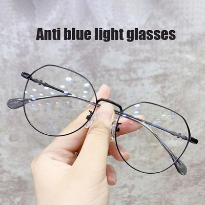 Anti-blue Light Computer Glasses Unisex Round Glasses for Men Women Metal Frame Glasses Women Computer Glasses