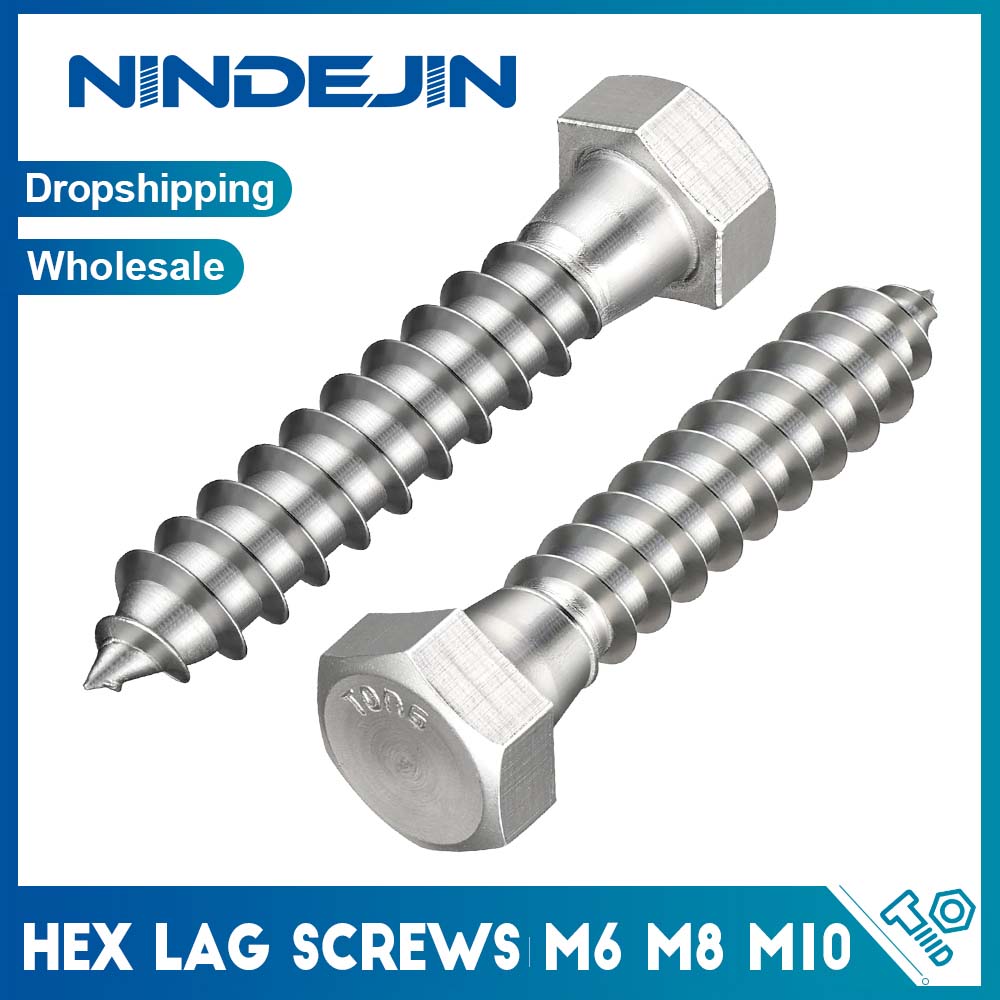 

Heavy Duty Hexagon Head Wood Tapping Screws 304 Stainless Steel M6 M8 M10 Hex Lag Screws Bolt for TV Mounts Deck Boat Repair M6x30mm 5pieces
