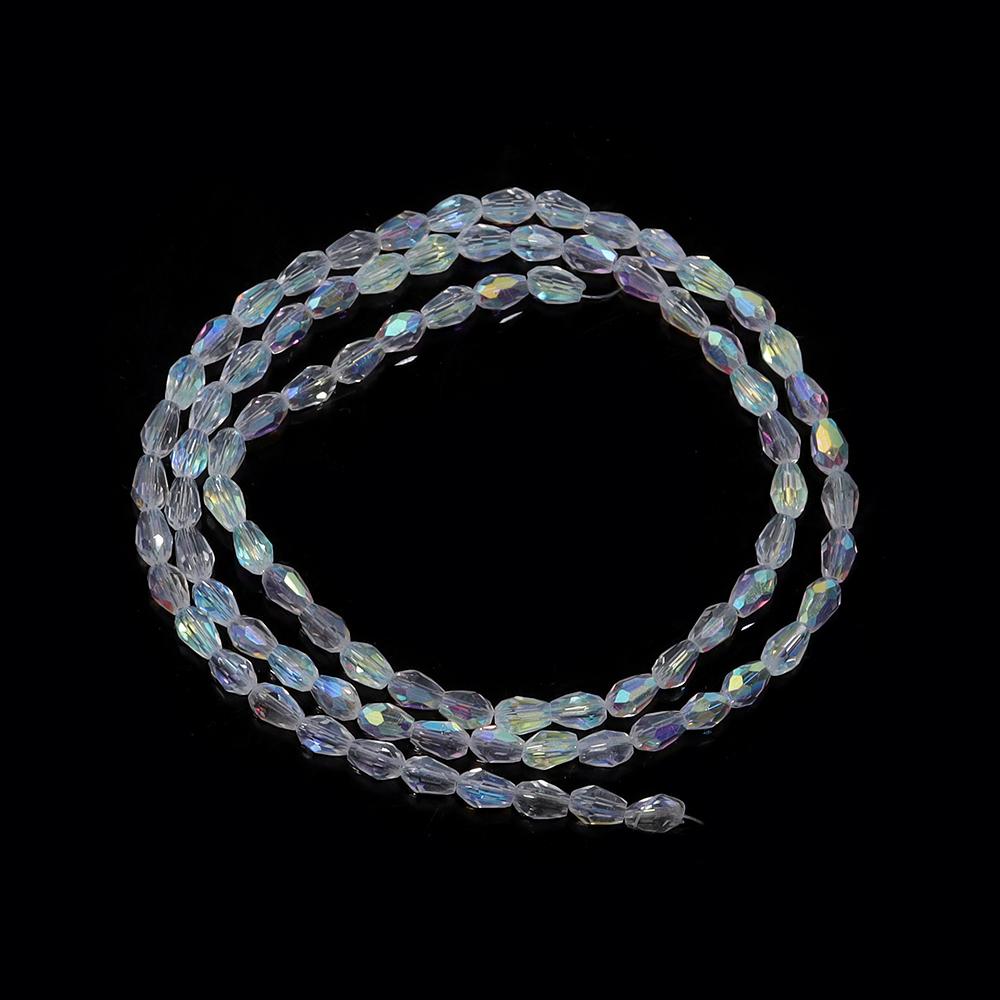 1 Strand AB Colored Crystal Faceted Beads Droplet Shaped Loose Spacer Glass Beads For DIY Fashion Bracelet Necklace Accessories