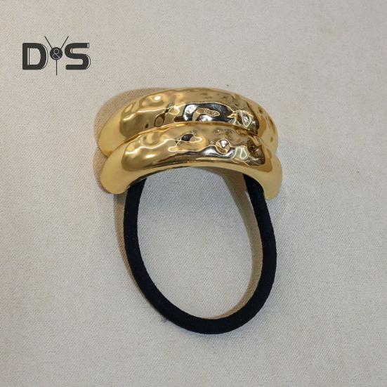 Haargummi aus konkaver Legierung im Vintage-Stil, geometrisches Design, Dekor aus Legierung, elastischer Haarring, Pferdeschwanzhalter, Haar-Accessoires für Frauen