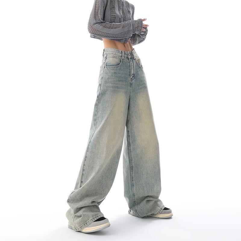 2000er Vintage Baggy Blaue Jeans Damen Y2k Harajuku High Waist Denim Hose Weiblich Retro Mode 90er Ästhetik Weite Hosen Neu