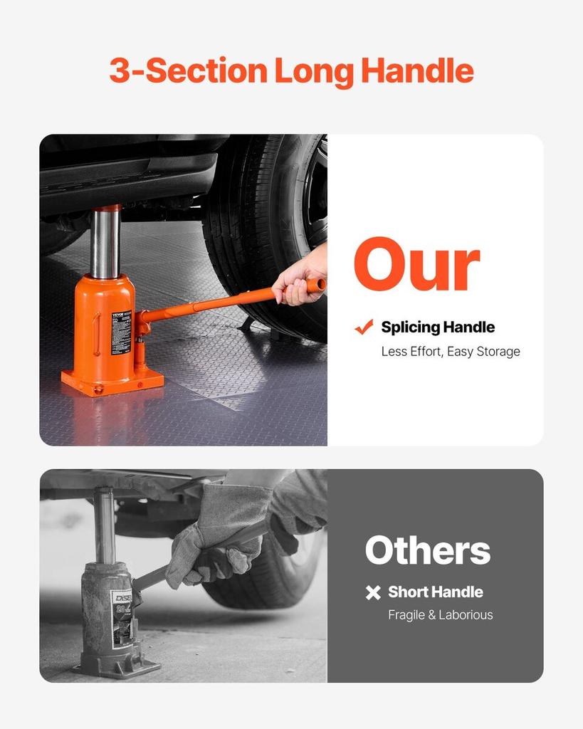 Hydraulic Bottle Jack 50 Ton Manual High Lift Automotive Car Repair Shop