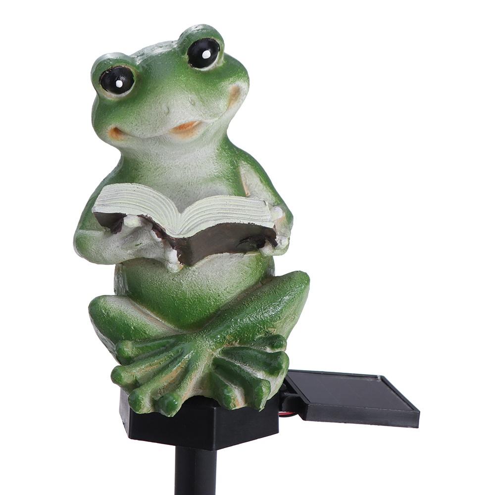 Resin Frog Statue Solar Lawn Lamp Creative Frog Figurines Craft Stake Lights  Gifts