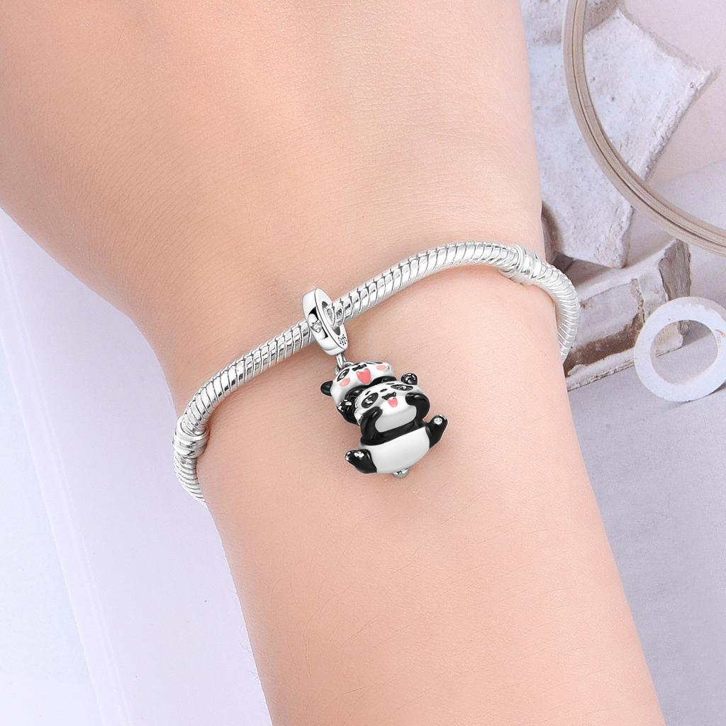 Copper Cute Panda Animals Beads Original Pendants Bracelet Charm Jewelry Party Diy Trendy Gifts