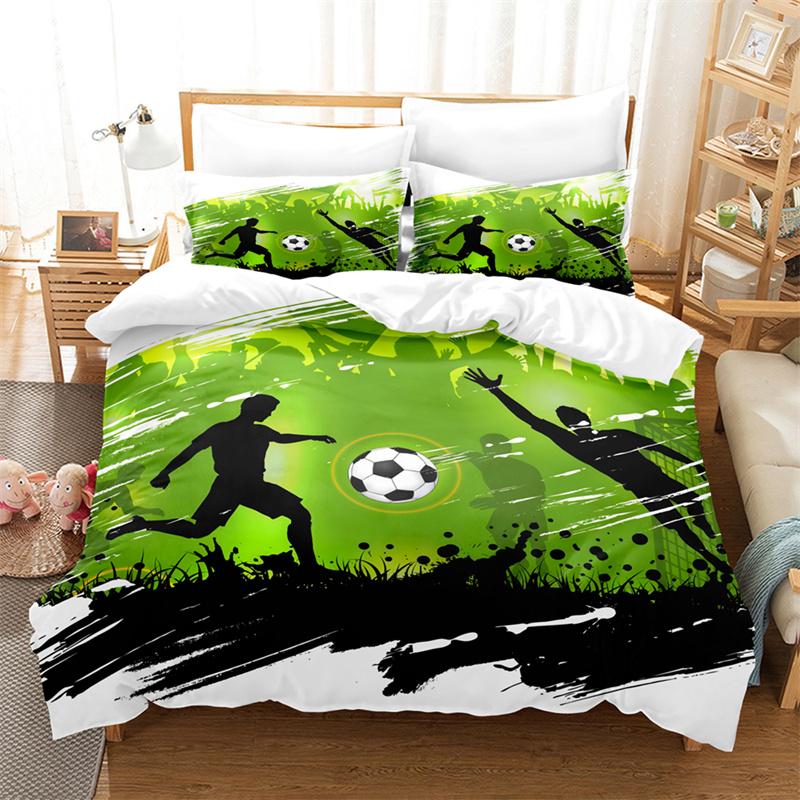 Football Bedding Set Boys Duvet Cover Ball-game Star Quilt Cover Room Gorgeous Competitive Sports Bedding Queen Duvet Cover Set