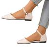 Damen Schuhe Geschlossene Zehen Damen Sandalen Prägnante Alltags-Sandalen Damen Spitzzehen Riemchen Perlen Schnalle Riemen Blockabsatz Schuhe