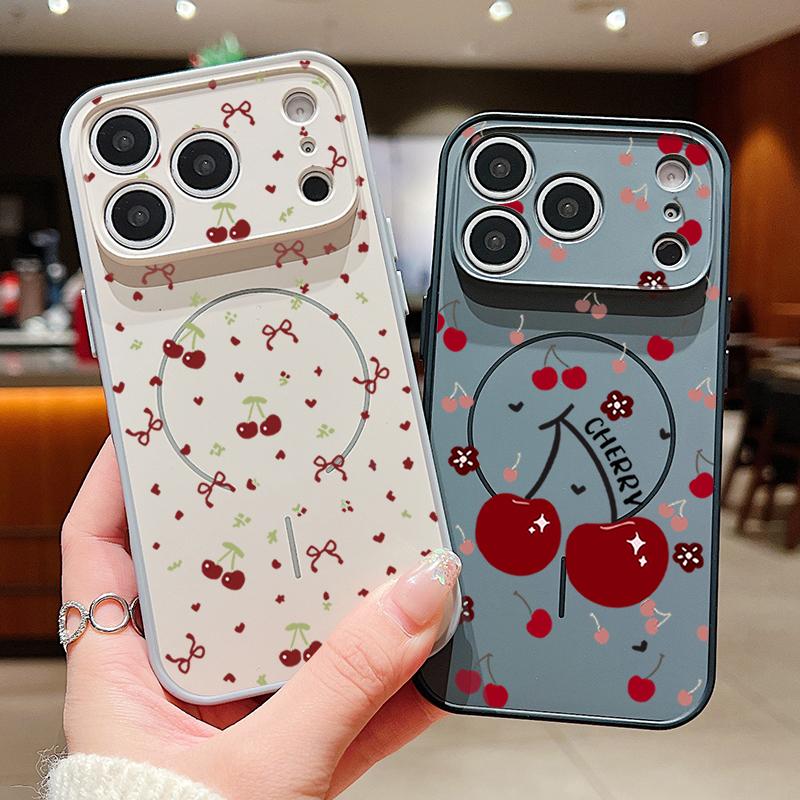 Watermelon Cherry Fruits Pattern Case For iPhone 17 Pro Max Magnetic For Magsafe Hybrid Slim Matte Cover For iPhone 16 15 14 13 Pro Max