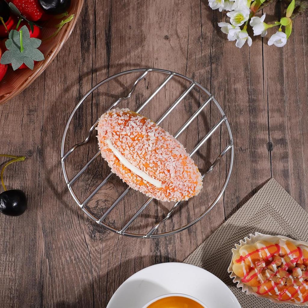 1pc Stainless Steel Steamer Rack, Multi-Use for Oven Air Fryer Baking & Vegetable Steaming, Round Dishwasher Safe Kitchen Rack