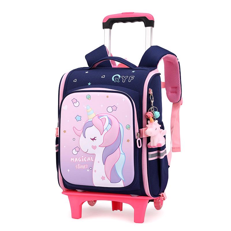 Capybara Unicorn Trolley School Bag for Girls - 2023, Detachable & Stair-Climbing