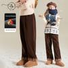 Girls' Coral Fleece Warm Corduroy Wide-Leg Pants - Winter Campus Wear for Kids