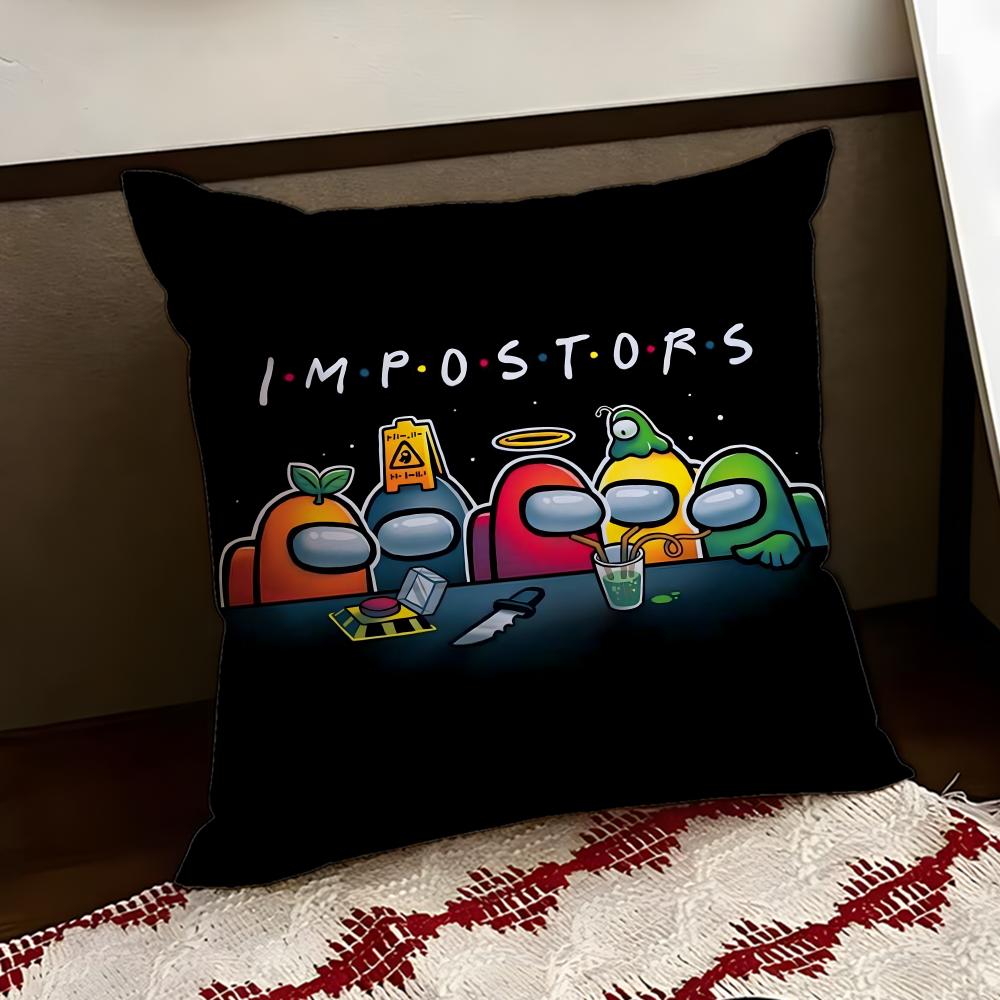 Cartoon AAmong us Cushion Cover Reversible Soft Durable Pillow Cover Home Car MultiScene Use for Daily Comfort