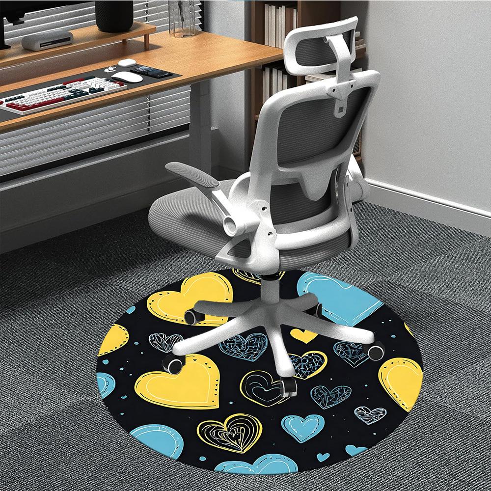 1pc Heart Pattern Chair Carpet for Office, Round Non Slip Durable Large Size Office Carpet, Suitable for Office