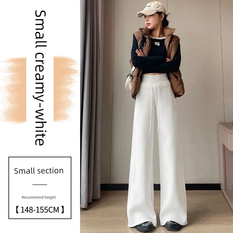 

Kumikumi Design Sense Solid Drawstring Drape Casual Pants Women clothes Autumn Niche Versatile Loose Slimming Trousers Beige Little Man M
