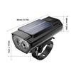 Solar LED Bicycle Light USB Charging MTB Road Bike Front Lamp Waterproof Bike Handlebar Flashlight with Horn Bicycle Accessories
