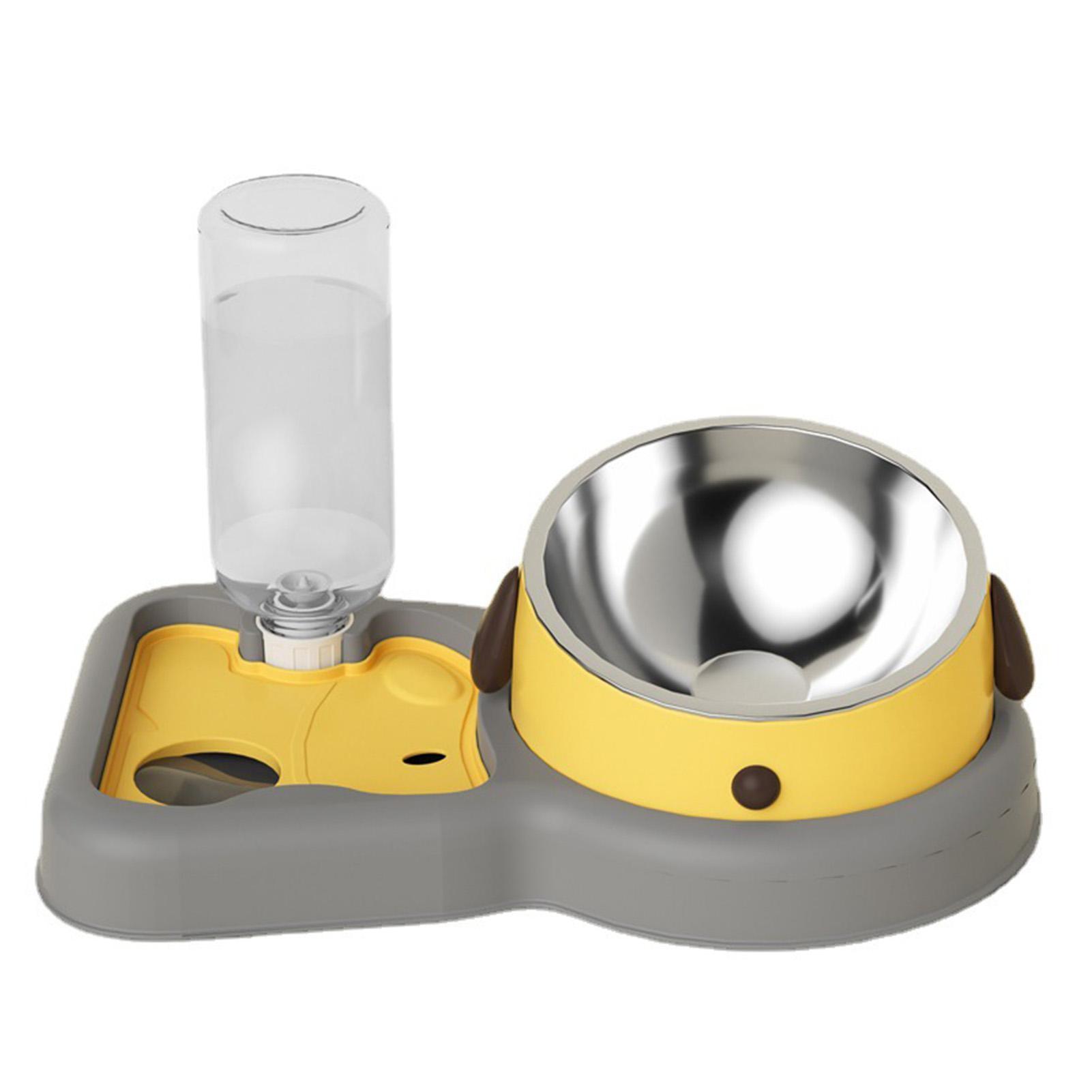 

Набор мисок для воды и корма для домашних животных, предотвращающий переворачивание, двойные миски для собак и кошек с автоматической бутылкой-поилкой для жёлтый