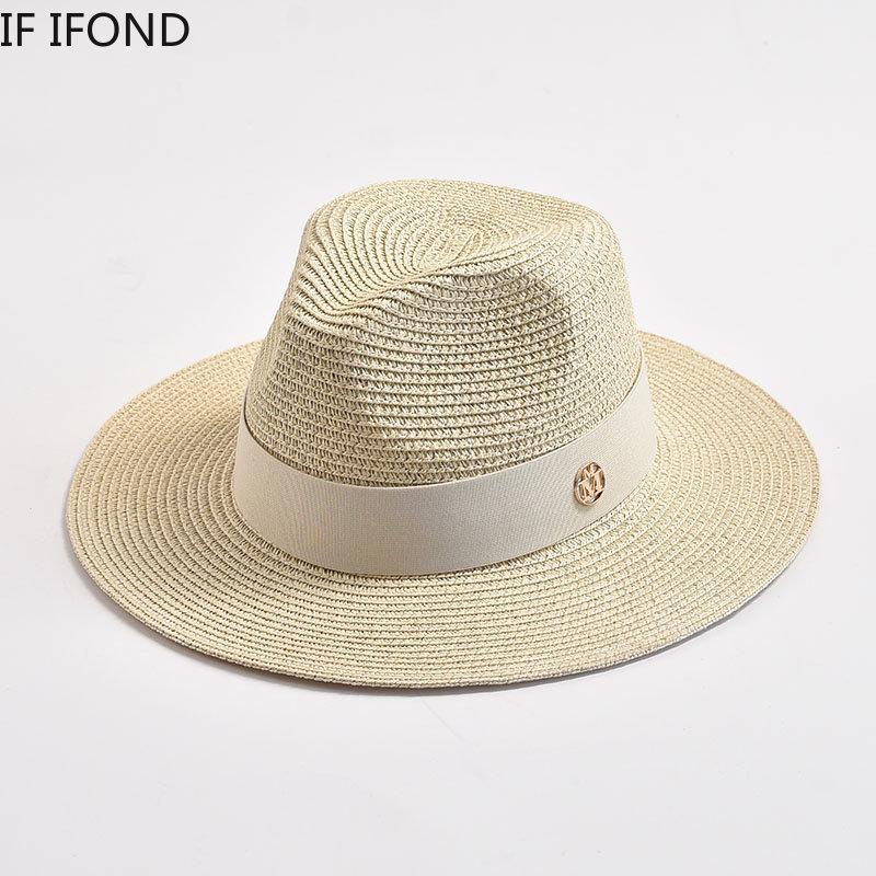 Neue Sommerstrohhüte für Damen Herren Panama Reise Strand Sonnenhut Banddekoration Elegant Luxus Jazzhut