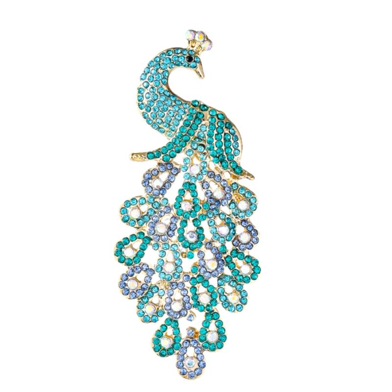 Fashion Luxury Animal Rhinestone Peacock Brooches For Women Clothing Coat Jewelry Accessories Gifts