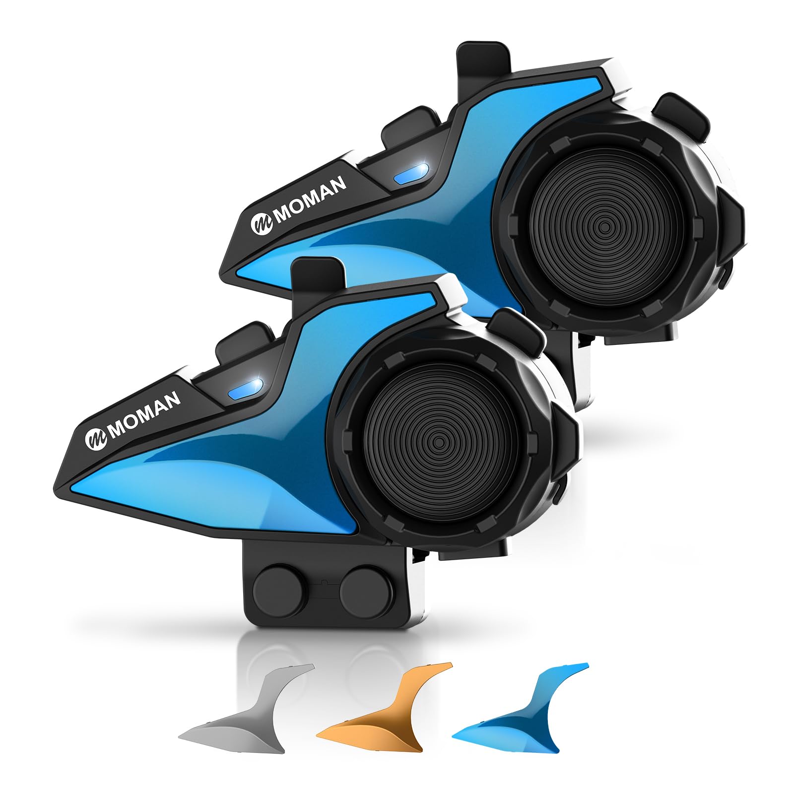 

Moman H2E Motorcycle Intercom, 2-Pack (Dual-Chip, Music & Call Multitasking, 1,000 m Range, IPX6)