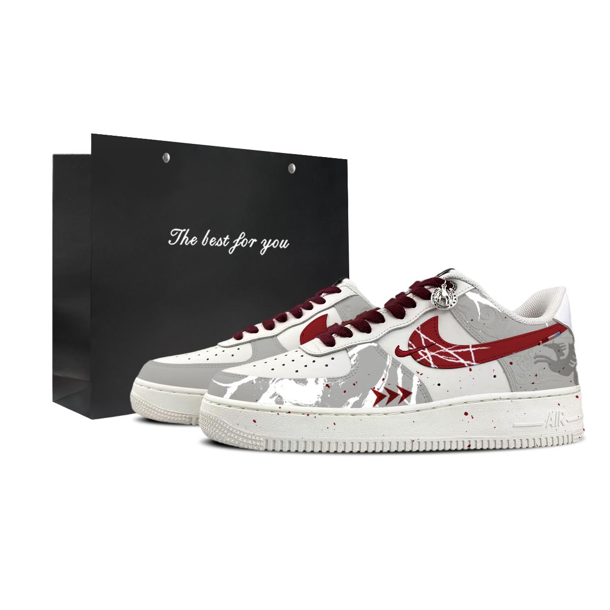 

Nike Air Force 1 Low top Skateboard Shoes Men s Gray White Red IQ1119-011(Team478-box) 42