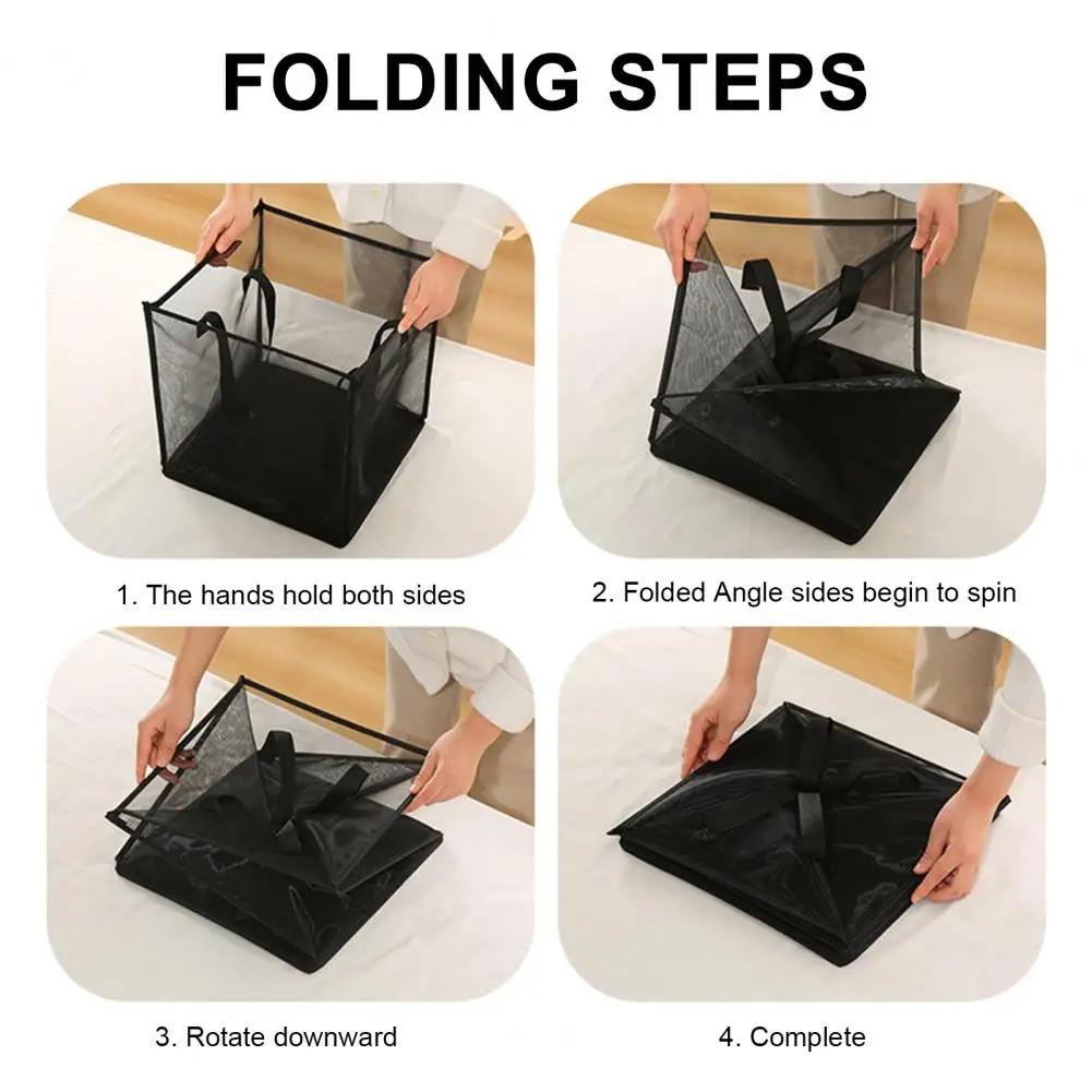 1pc Folding Laundry Basket Organizer for Dirty Clothes Bathroom Clothes Mesh Storage Bag Household Clothing Storage Basket