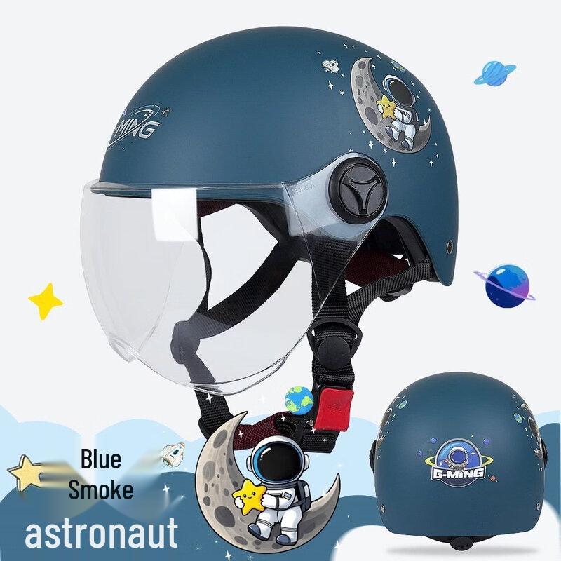 Lishi Kids Adjustable Cartoon Electric Bike Helmet Matte Treasure Blue Astronaut
