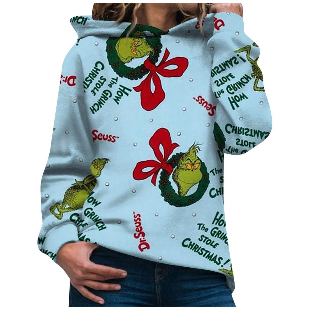 Weihnachten Kapuzen Sweatshirts Für Frauen Casual Langarm Pullover Sweatshirt Herbst Winter Kleidung