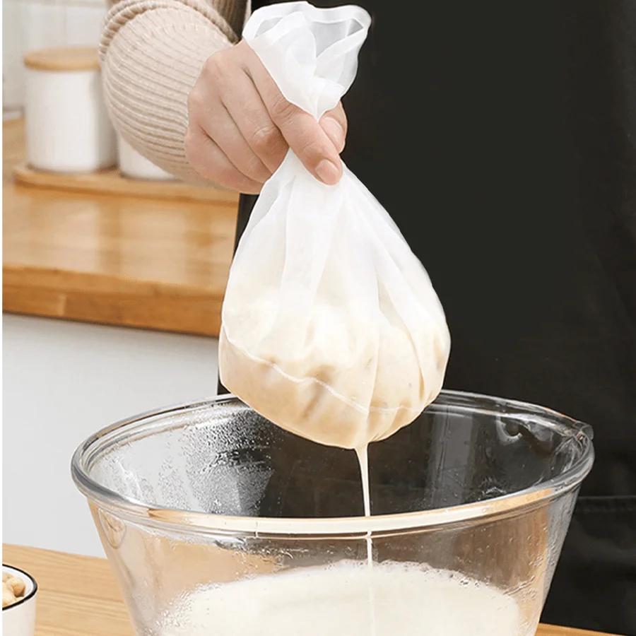 Reusable Cheese Cloth Bags-Fine Mesh Strainer for Yogurt,Juice,Coffee-Food-Safe Gauze Filtering Bags-Kitchen Cooking Accessory