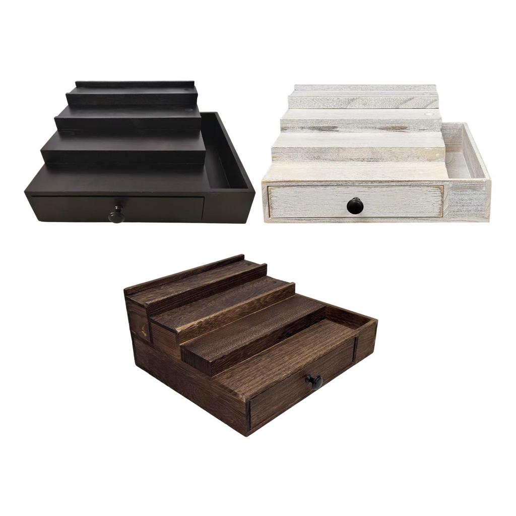 Organizzatore da Bancone Espositore per Profumi Scaffale in Legno con Cassetto in Velluto per Collezione di Trucchi e Gioielli