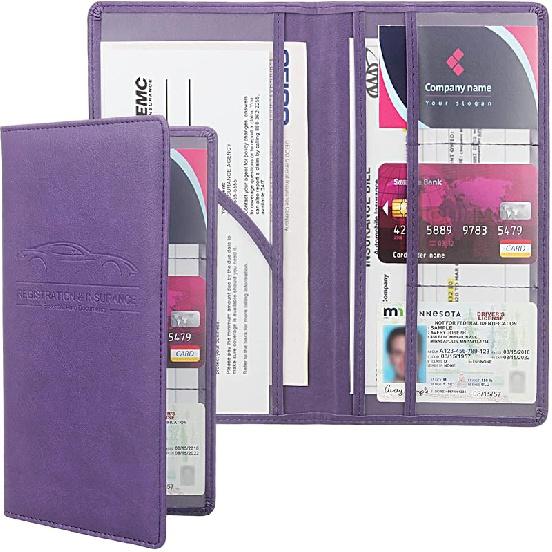 Car Registration And Urance Holder, Premium Leather Urance And Registration Holder,Vehicle Glove Box Car Organizer, With Magnetic Shut For Cards,