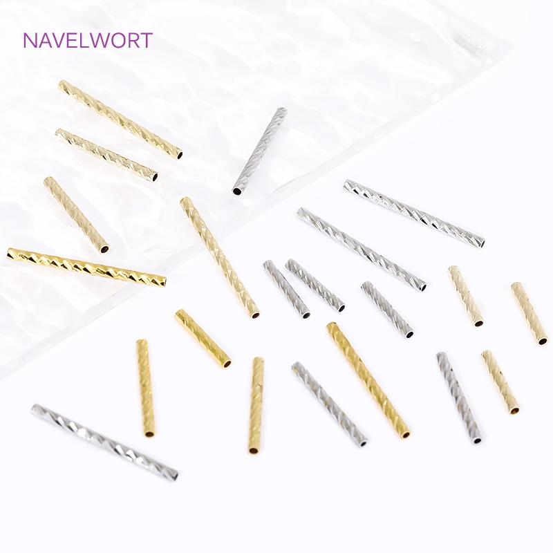10/15/20mm Pruhované trubičkové korálky 18K pozlacená mosaz Rovné dlouhé trubičkové korálky pro DIY výrobu náramků a šperků