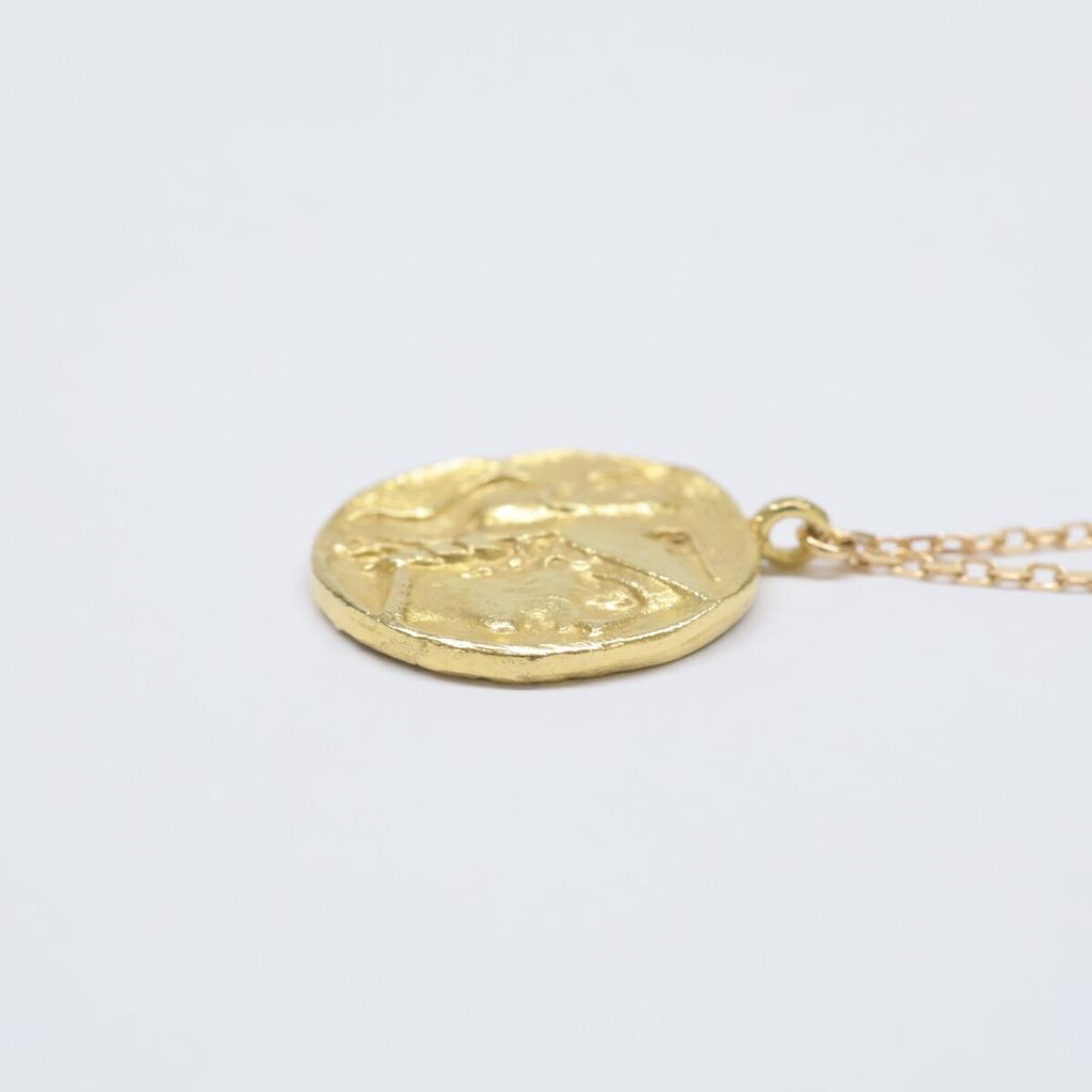 MARIHA [1102221006] K18 Ancient Memories Gold Necklace Athena/Angel Rectangle Chain 17.7" Necklace Yellow GoldUsed