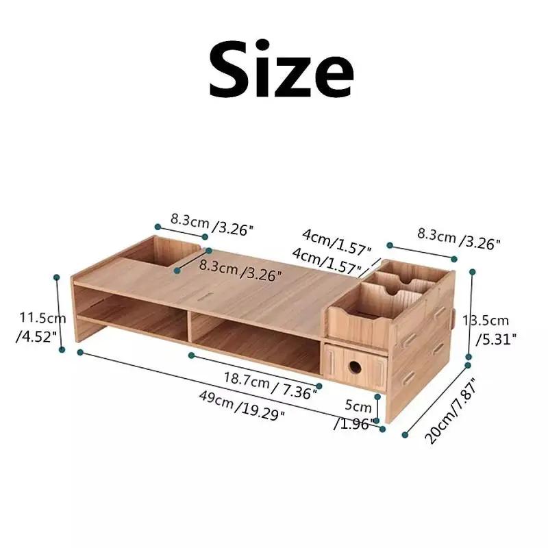 Desk-Holder Shelf Laptop-Stand Wood Desktop Monitor Stand Computer Screen Riser Shelf Plinth Strong Laptop Stander Desk Holder