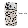 Delicate Organic Black Cream Floral Stem Pattern Art Film Aesthetic Protective Shockproof Bumper Phone Shell Cover For iPhone 14 15 16 Pro Max Plus