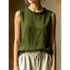 Women's Loose Slimming Round Neck Sleeveless Blouse Casual Solid Fashion Summer Top