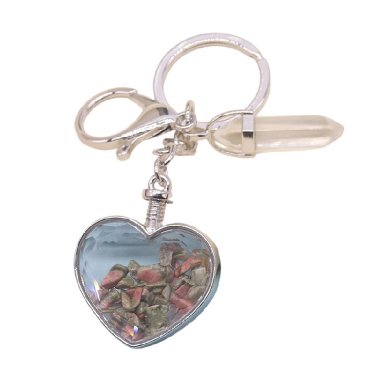 Long Time Use Natural Stone Heart Shaped Photo Frame Keychain Resistant Wear Tear Ideal Meaningful Carry Item Gift