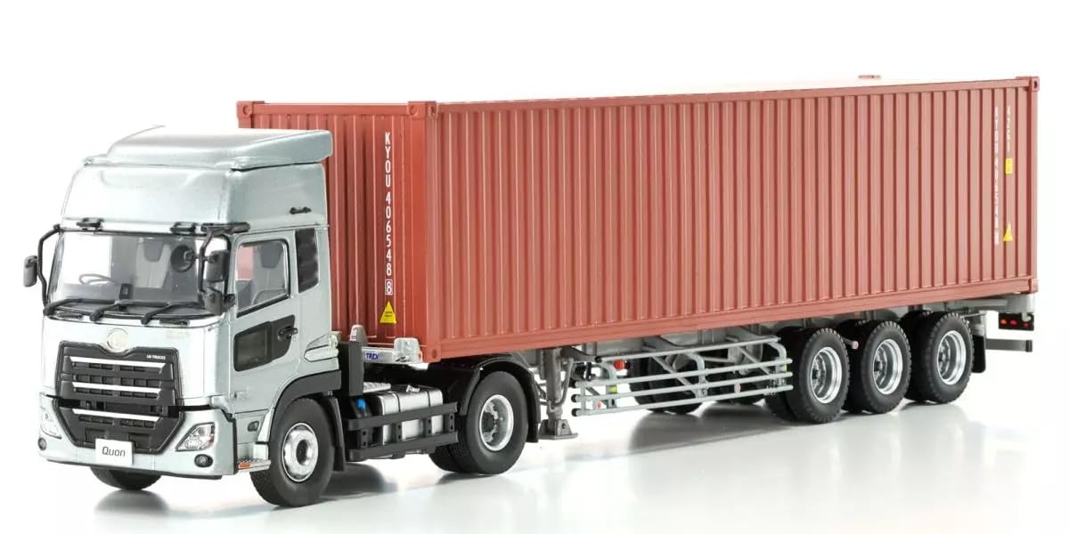Kyosho Original UD Quon GK Nippon Trex Container Finished Model KS03939C 1/43 Semi-Trailer (Silver/Brown Container)