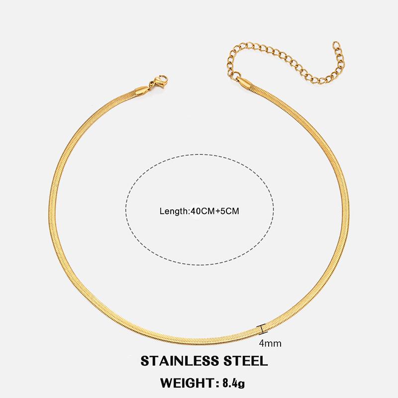 Classic Unisex Flat Snake Chain Choker Necklace For Women Stainless Steel Herringbone Gold Silver Color Fashion Jewelry Gift