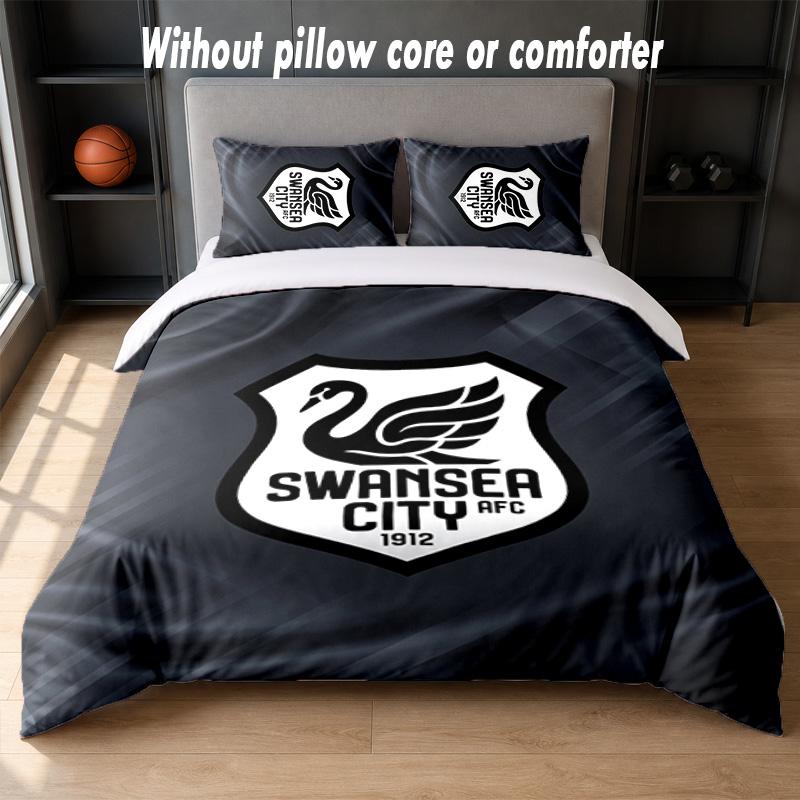 Set Biancheria da Letto Swansea City Design 1 Copripiumino + 2 Federe Morbido Traspirante Biancheria da Letto per la Casa