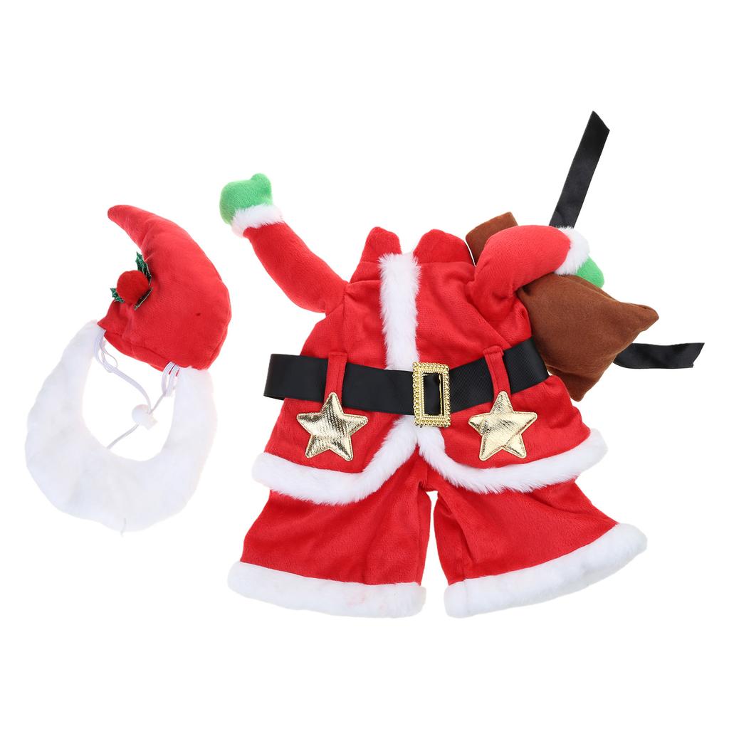 Pet Santa Costume with Santa Hat for Cat Dog Christmas Party Cats Festival Costume All Size Cat Dog Cosplay Accessories