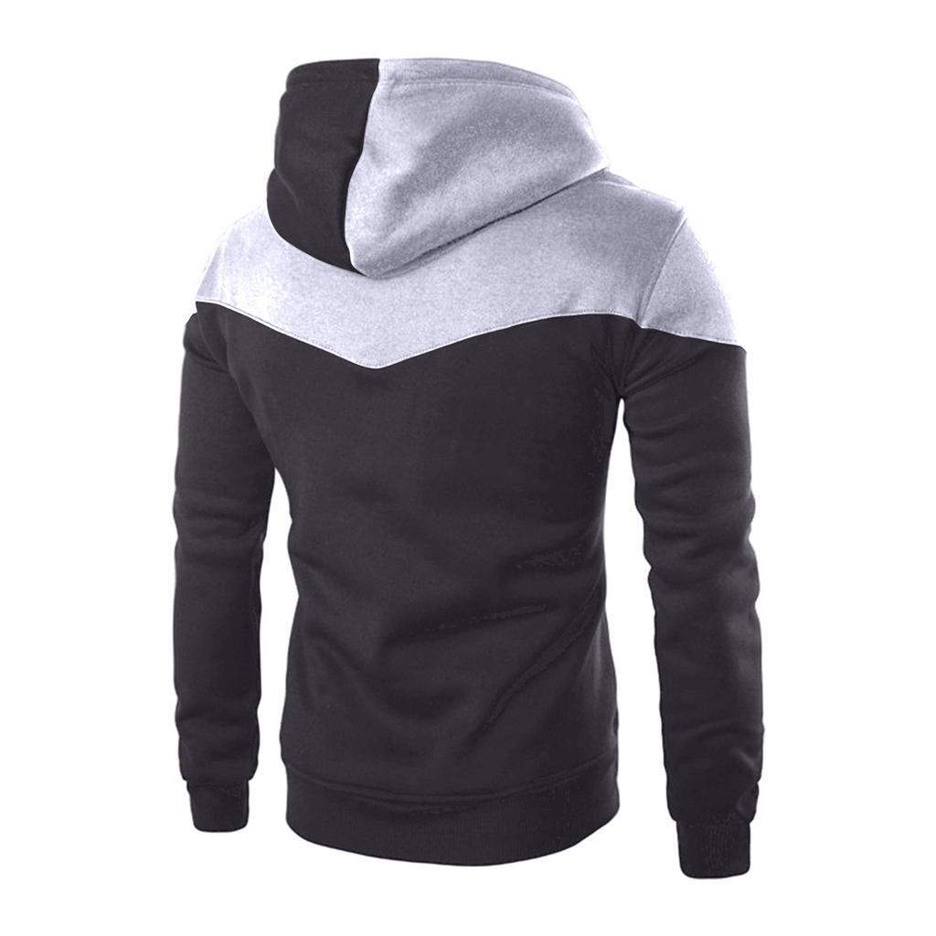 Herren Freizeit Zwei Farben Spleißen Sport Freizeit Langarm Kapuzenpullover
