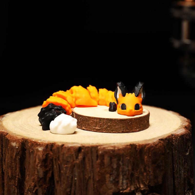 Printed 3D Small Animal Fox Model Figure Toy Creative Pla Realistic-Looking Animal Ornament Movable Flexible Mini Leopard Cat Toy