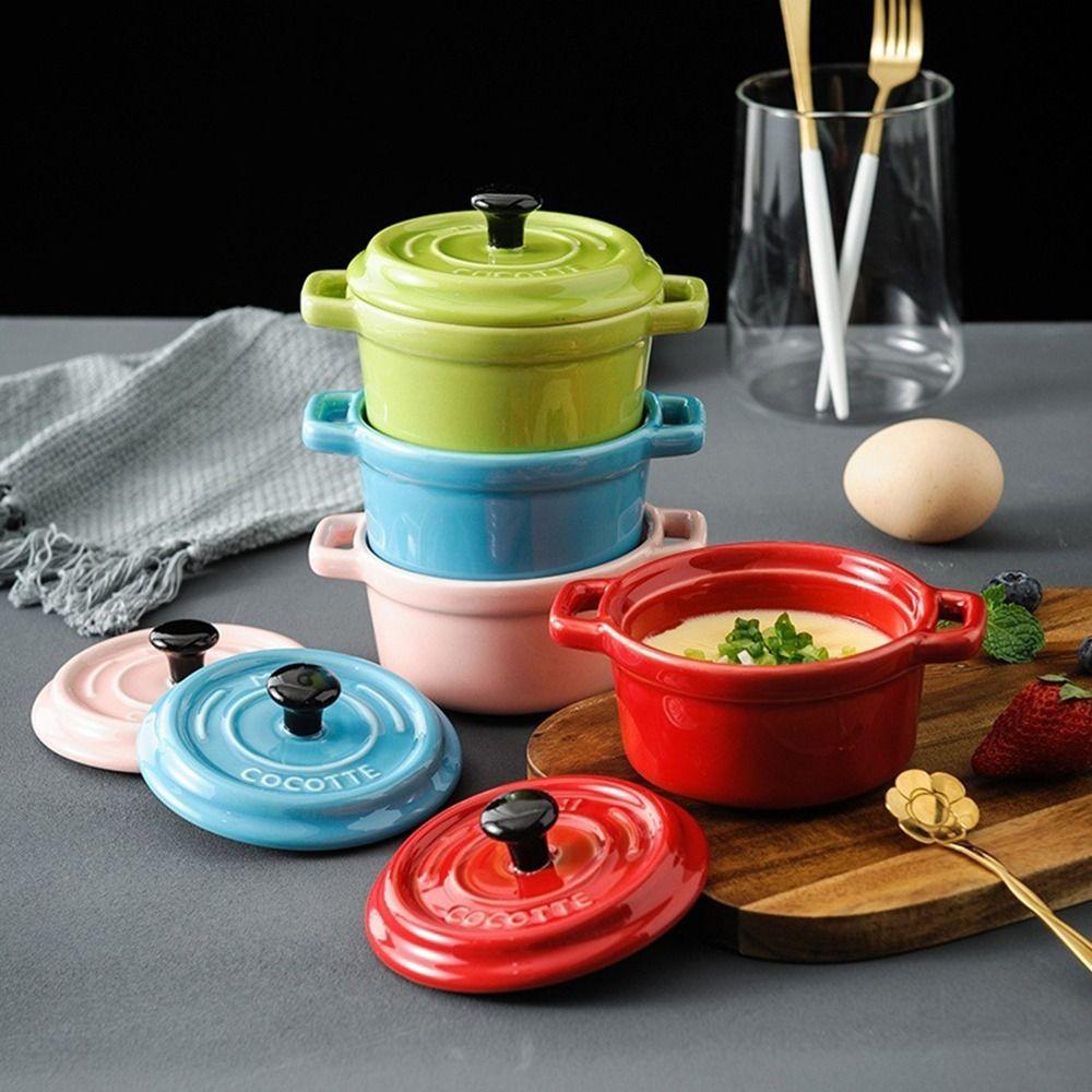 Hanging Ears Steamed Egg Bowl 200ml Mini Casserole with Lids Condiment Container  Household