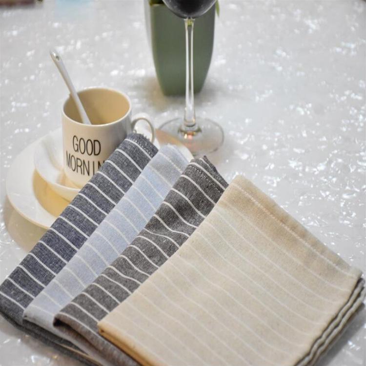 Customized Cotton Linen Recycled Restaurant Basic Table Cloth Stock Stripe Napkin