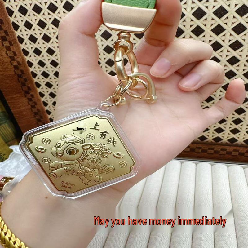 Kreativt 999 Rent Guld Tecknad Charm Hängsmycke för Telefon & Väska - Gyllene Nyckeln till Omedelbar Rikedom