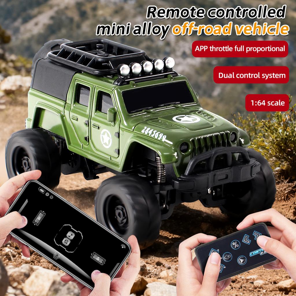 Mini Alloy RC Car 1/64 Crawler High Speed Hobby Off-Road Vehicle Model APP Control Remote Control Car Desktop Toy Car for Kids