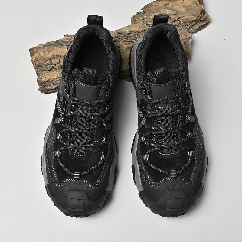 Fashion New Trend Outdoor Men Cowhide Hiking Shoes Lace-Up Genuine Leather Sneakers Fashion Non-slip Walk Footwear Male Treking Footwear