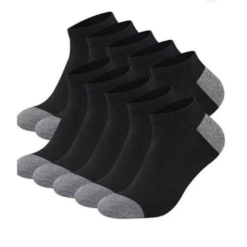 5/10 Pairs Colour Blocked Socks Summer Men's Resistant Sweat Wicking Short Cuff Socks Lightweight Casual Sports Socks All Season Low Cut Socks