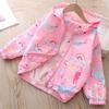 Spring Summer Kids Girls Windbreaker Unicorn Jackets Cartoon Hooded Blue Color Jackets for Girls Child Outerwear 2-8years Old